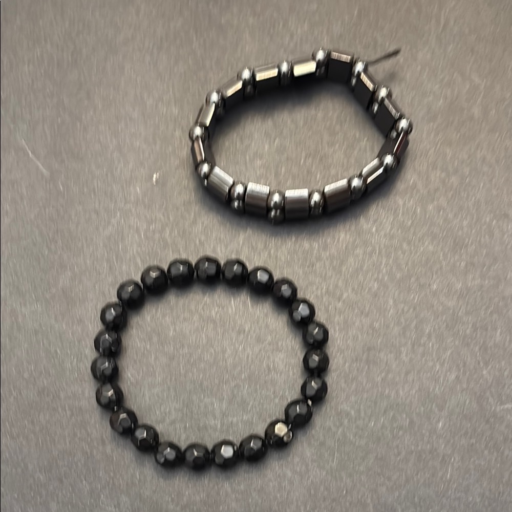 Elegant Black Beaded Bracelet Set